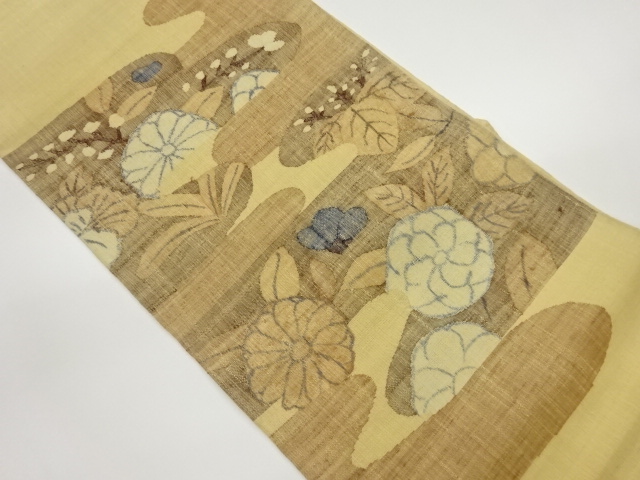 JAPANESE FUKURO OBI / TSUMUGI / WOVEN FLOWERS